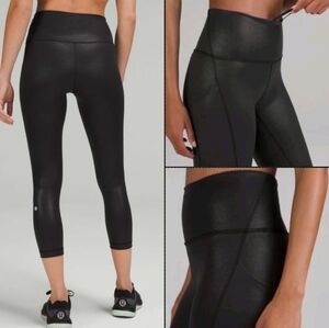 Lululemon Wunder Train High-Rise Crop W/ Pockets 23" Radiate Foil Black! 4